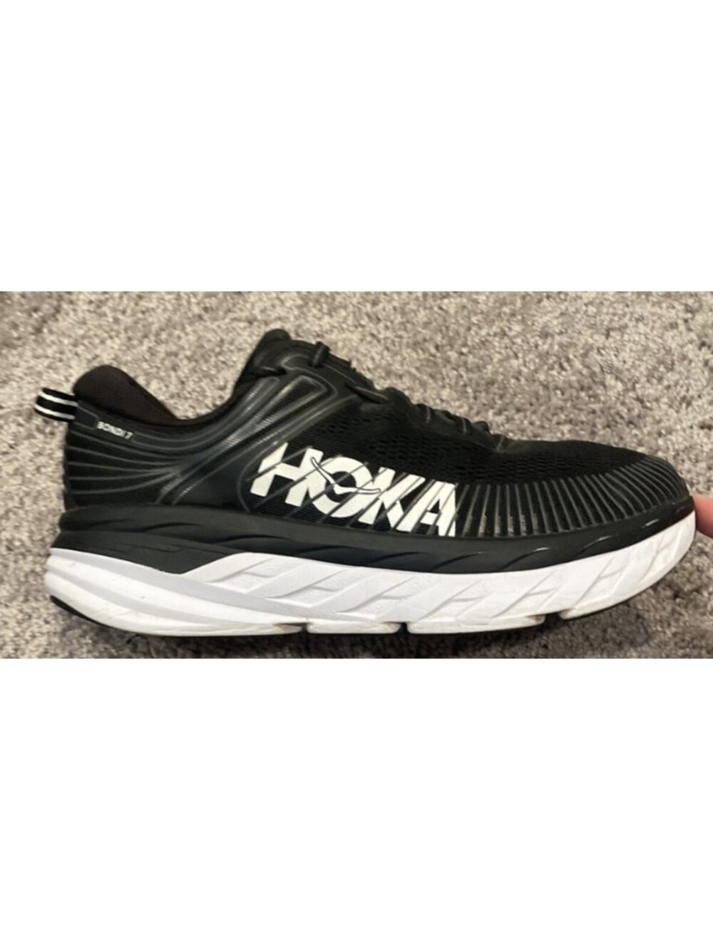 Hoka One One Womens Bondi 7 1110519 BWHT Black Running Shoes Sneakers Size 9D
